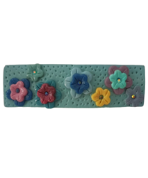 Picture of Polymer Clay Turquoise Floral Barrette