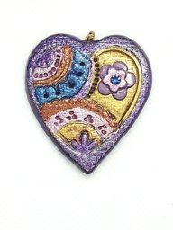 Picture of Polymer Clay 4.5 cm purple and pink heart
