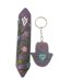 Picture of Polymer Clay Set Deep Purple Floral Mezuzah and Key Chain