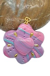 Picture of Polymer Clay Zipper-Pull, pink and turquoise (...)