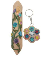 Picture of Polymer Clay Faux-Stone set w/ key chain floral & heart